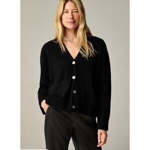 Women's J.Crew 100% Cashmere Patch-Pocket Cardigan Sweater size XL Quiet Luxury